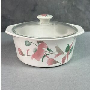 Mikasa Continental F3003 Silk Flowers 8 1/2" Glass Covered Casserole Dish
